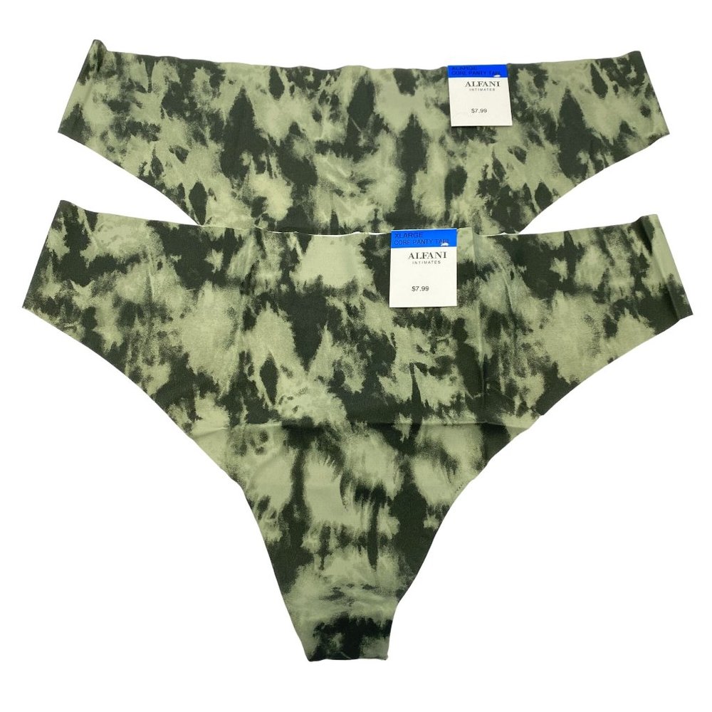 Alfani green‎ camo seamless thong panties size medium XLarge New Olive